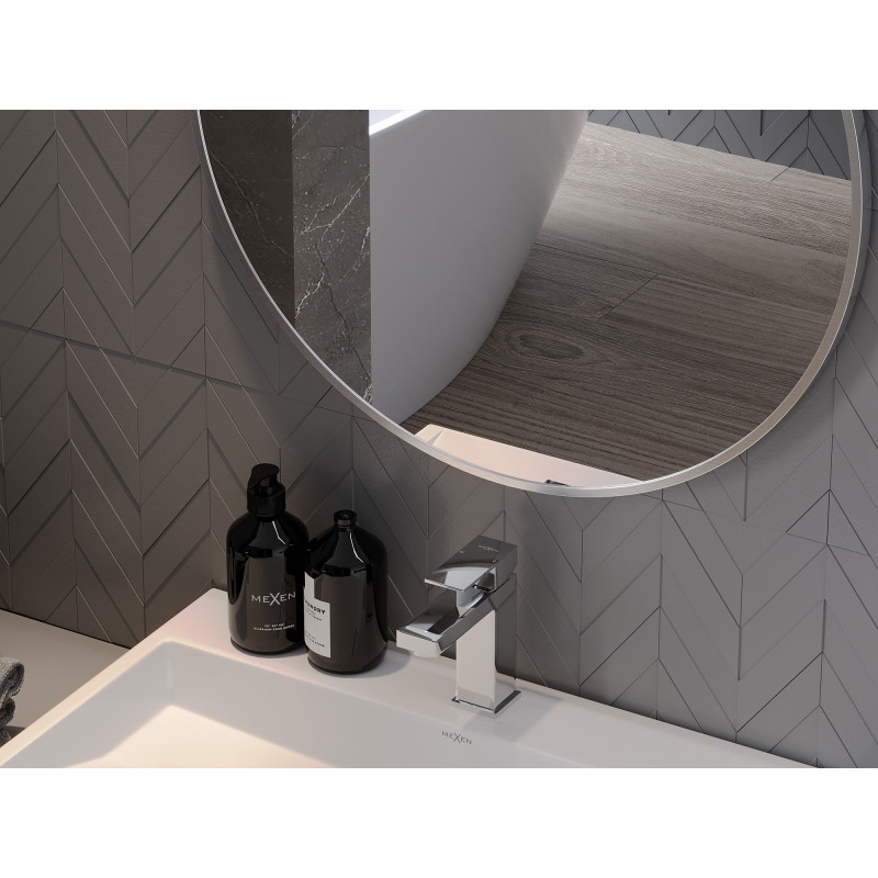 Mexen Loft lustro łazienkowe okragłe 50 cm, rama inox - 9850-050-050-000-10