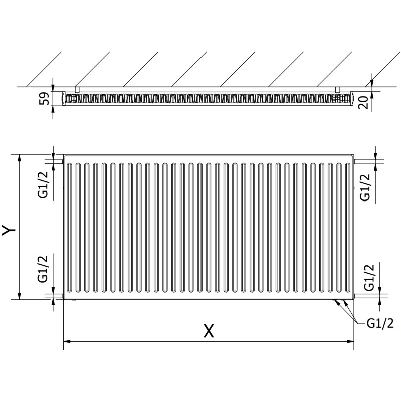 Mexen CV11 grzejnik płytowy 400 x 3000 mm, podłączenie dolne, 1944 W, antracyt - W611-040-300-66