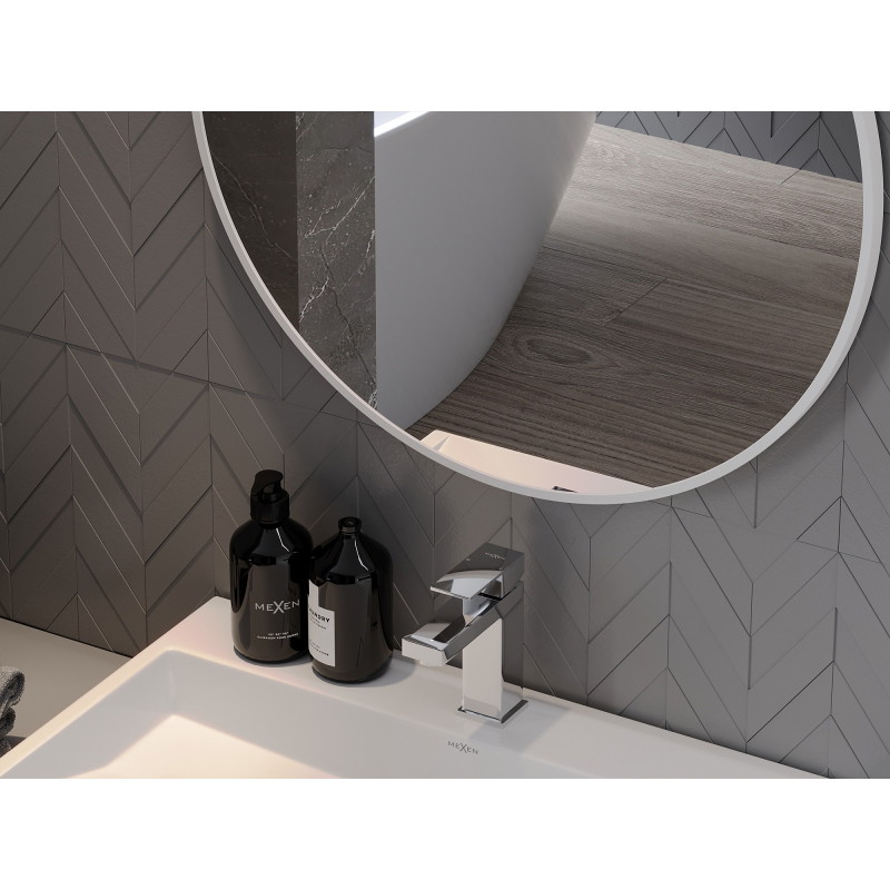 Mexen Loft lustro łazienkowe okragłe 80 cm, rama biała - 9850-080-080-000-20