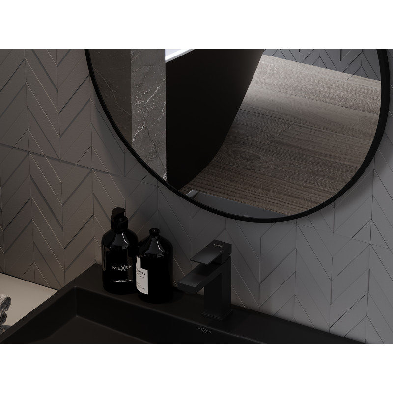 Mexen Loft lustro łazienkowe okragłe 30 cm, rama czarna - 9850-030-030-000-70