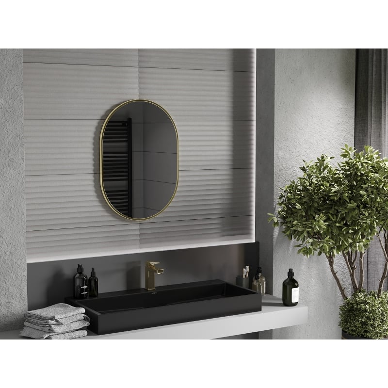 Mexen Loft lustro łazienkowe owalne 70 x 50 cm, rama złota - 9851-070-050-000-50