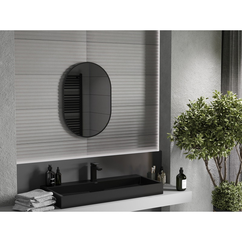 Mexen Loft lustro łazienkowe owalne 70 x 50 cm, rama czarna - 9851-070-050-000-70