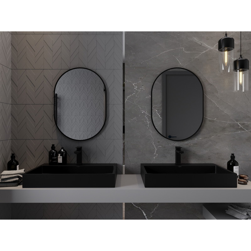 Mexen Loft lustro łazienkowe owalne 70 x 50 cm, rama czarna - 9851-070-050-000-70