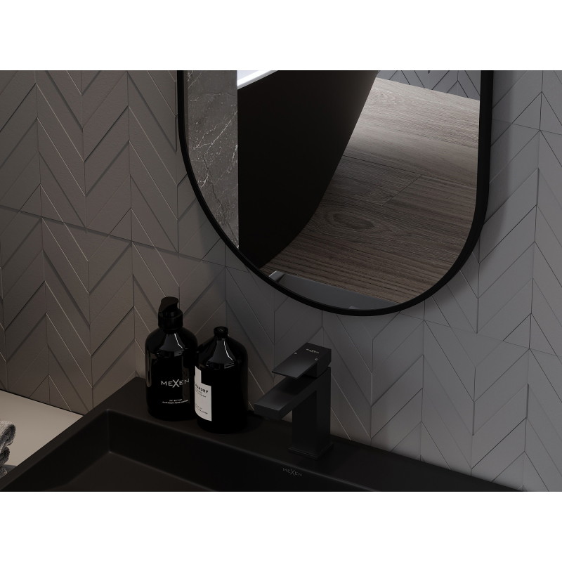 Mexen Loft lustro łazienkowe owalne 75 x 40 cm, rama czarna - 9851-075-040-000-70
