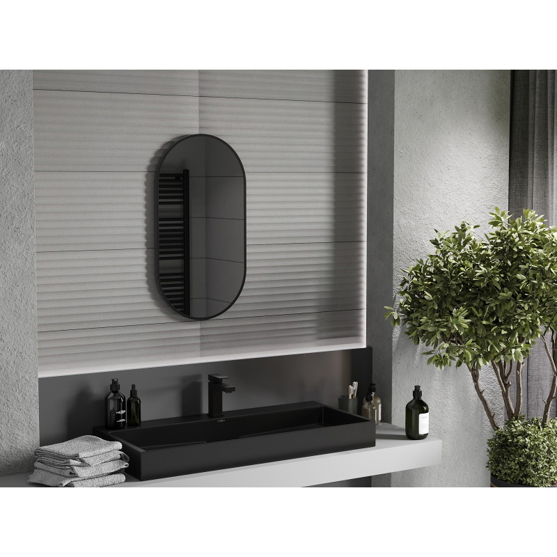 Mexen Loft lustro łazienkowe owalne 75 x 40 cm, rama czarna - 9851-075-040-000-70