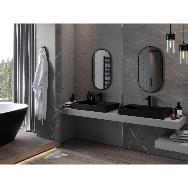 Mexen Loft lustro łazienkowe owalne 75 x 40 cm, rama czarna - 9851-075-040-000-70