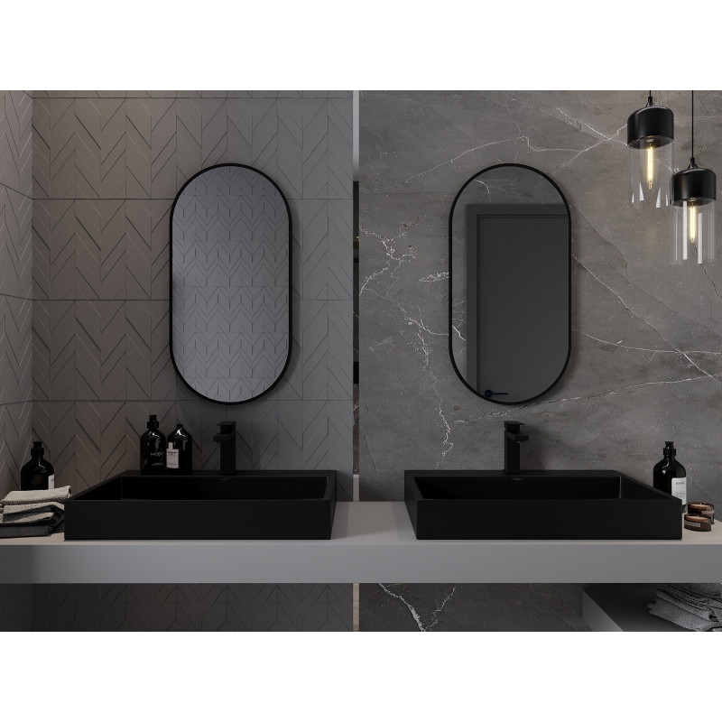 Mexen Loft lustro łazienkowe owalne 80 x 40 cm, rama czarna - 9851-080-040-000-70