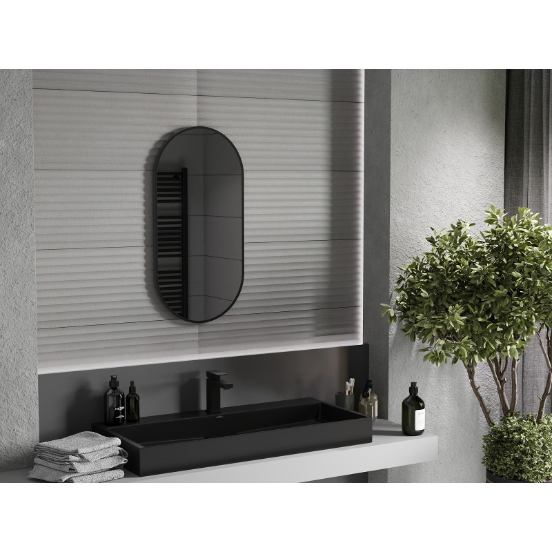 Mexen Loft lustro łazienkowe owalne 80 x 40 cm, rama czarna - 9851-080-040-000-70