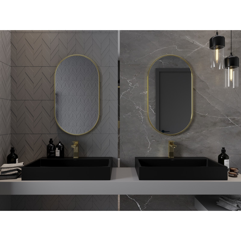 Mexen Loft lustro łazienkowe owalne 80 x 45 cm, rama złota - 9851-080-045-000-50
