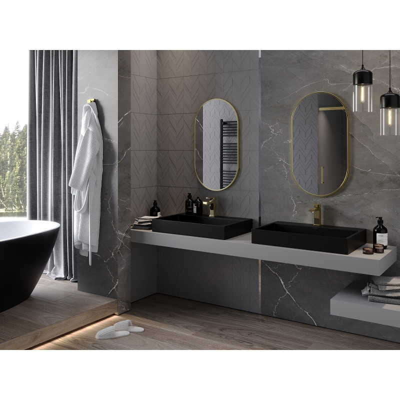 Mexen Loft lustro łazienkowe owalne 80 x 45 cm, rama złota - 9851-080-045-000-50