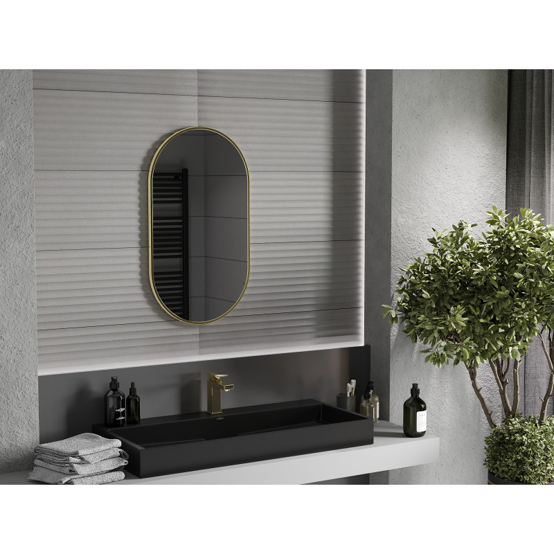 Mexen Loft lustro łazienkowe owalne 80 x 45 cm, rama złota - 9851-080-045-000-50