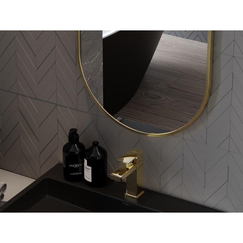 Mexen Loft lustro łazienkowe owalne 80 x 45 cm, rama złota - 9851-080-045-000-50