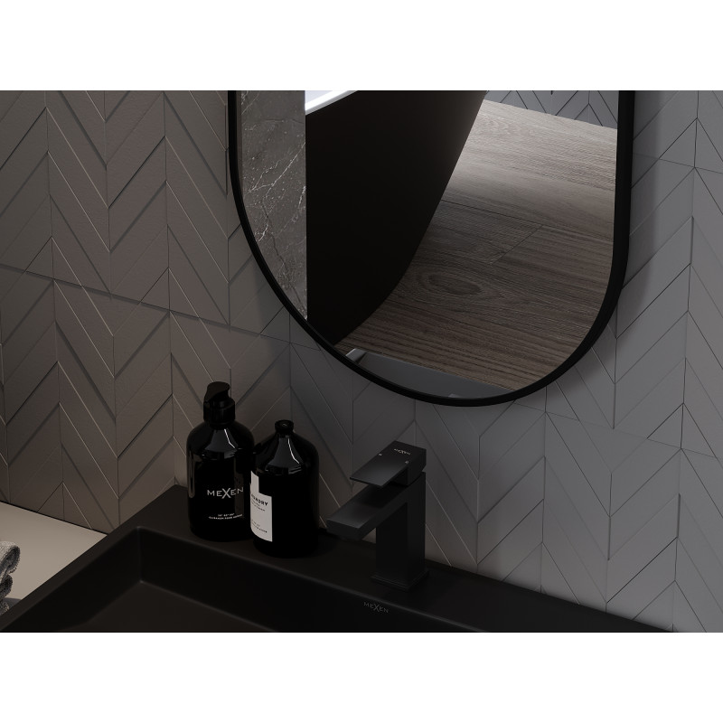 Mexen Loft lustro łazienkowe owalne 80 x 45 cm, rama czarna - 9851-080-045-000-70