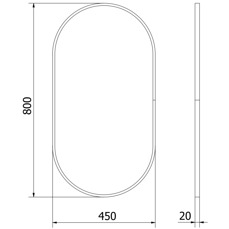 Mexen Loft lustro łazienkowe owalne 80 x 45 cm, rama czarna - 9851-080-045-000-70
