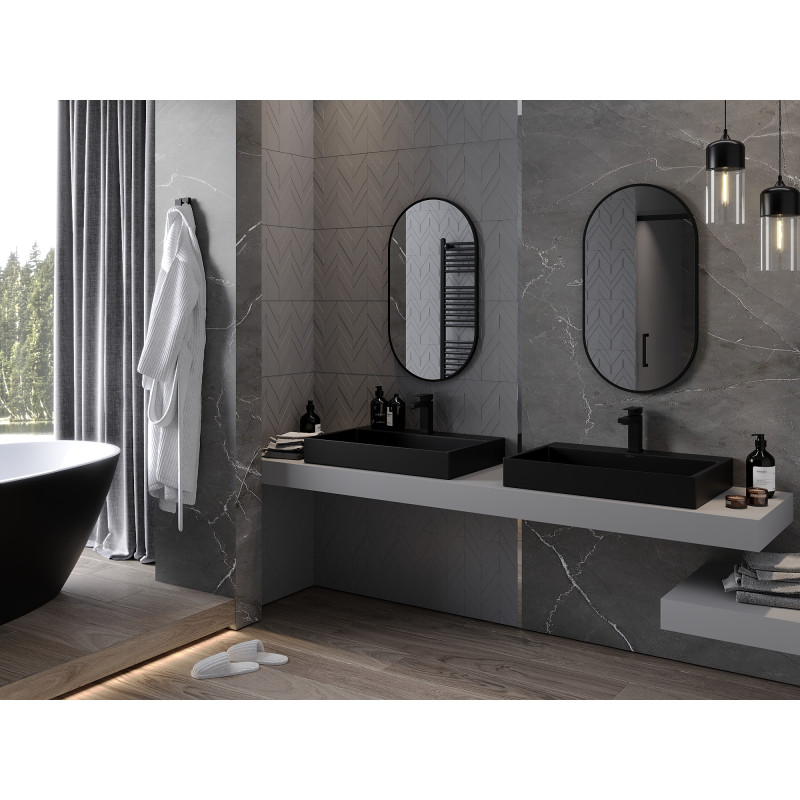 Mexen Loft lustro łazienkowe owalne 80 x 45 cm, rama czarna - 9851-080-045-000-70