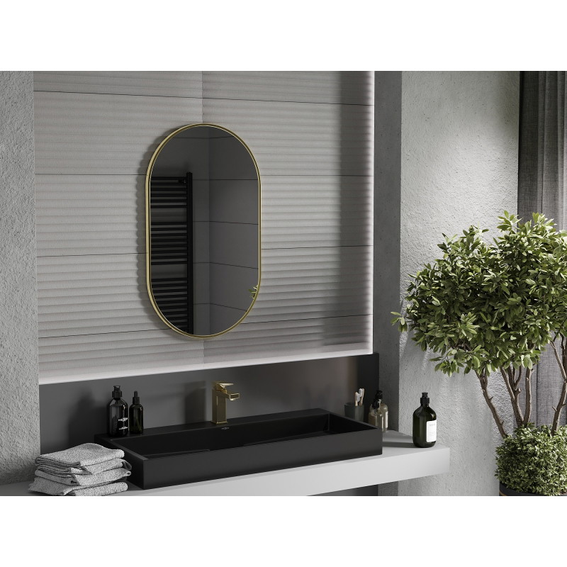 Mexen Loft lustro łazienkowe owalne 85 x 50 cm, rama złota - 9851-085-050-000-50