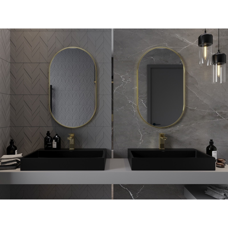 Mexen Loft lustro łazienkowe owalne 85 x 50 cm, rama złota - 9851-085-050-000-50