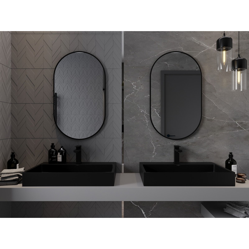 Mexen Loft lustro łazienkowe owalne 85 x 50 cm, rama czarna - 9851-085-050-000-70