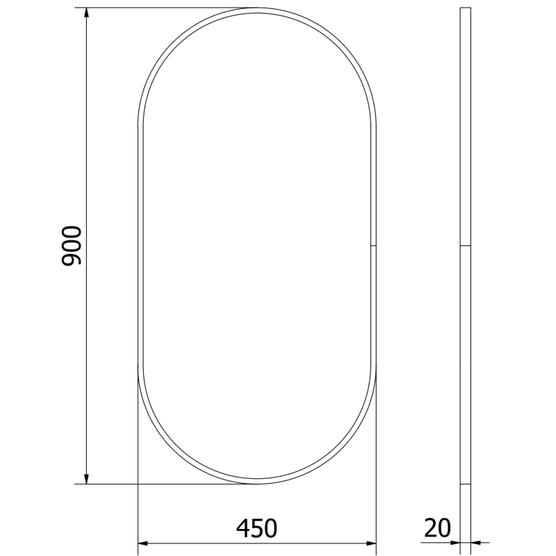 Mexen Loft lustro łazienkowe owalne 90 x 45 cm, rama czarna - 9851-090-045-000-70