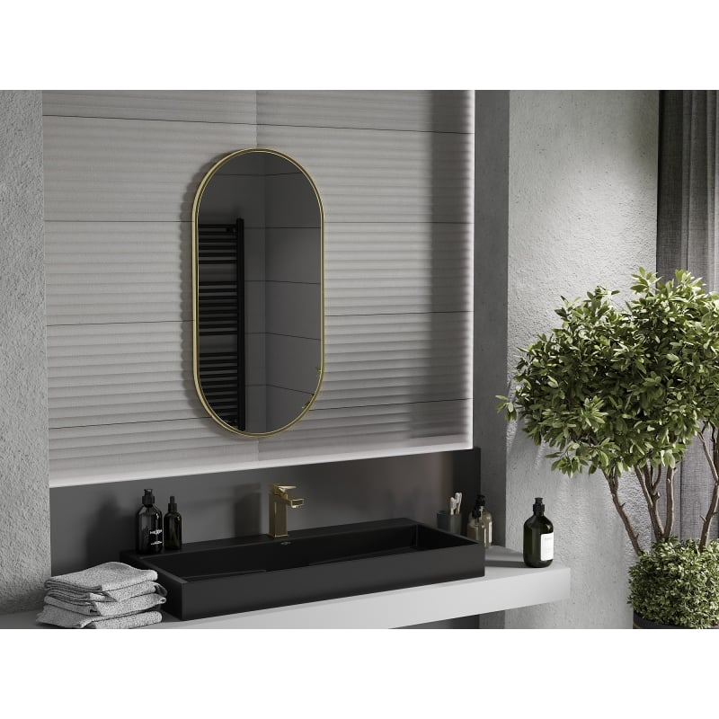 Mexen Loft lustro łazienkowe owalne 90 x 45 cm, rama złota - 9851-090-045-000-50