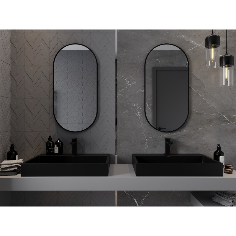 Mexen Loft lustro łazienkowe owalne 90 x 45 cm, rama czarna - 9851-090-045-000-70