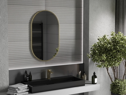 Mexen Loft lustro łazienkowe owalne 90 x 55 cm, rama złota - 9851-090-055-000-50