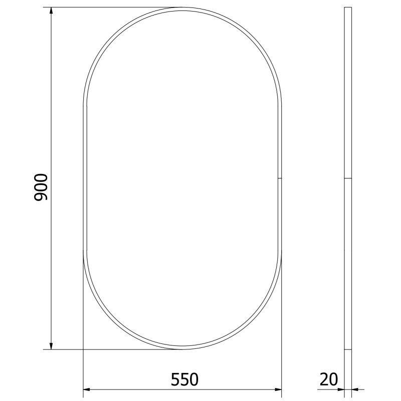 Mexen Loft lustro łazienkowe owalne 90 x 55 cm, rama czarna - 9851-090-055-000-70