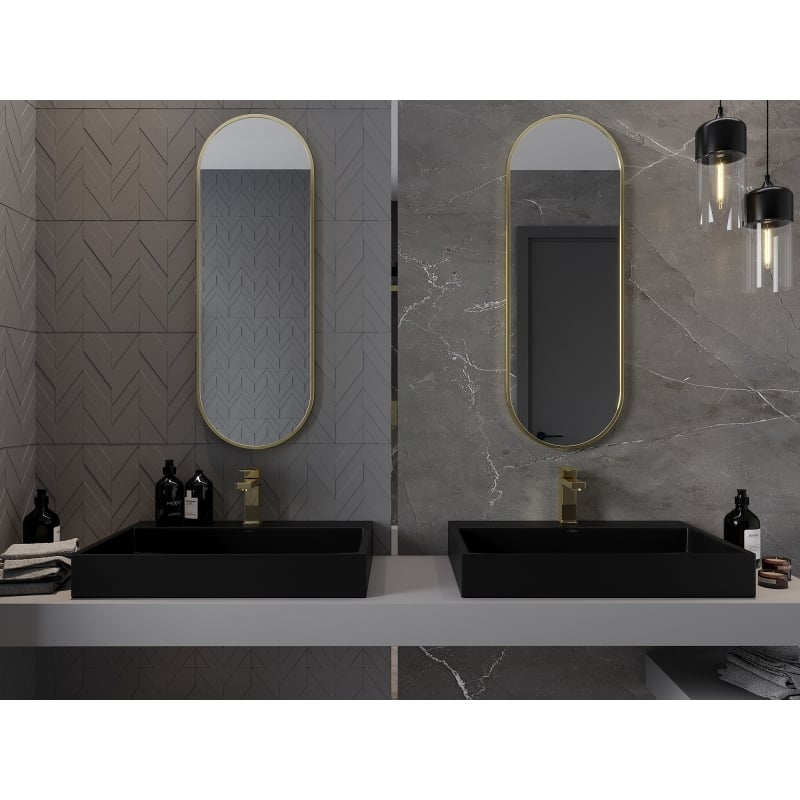 Mexen Loft lustro łazienkowe owalne 100 x 35 cm, rama złota - 9851-100-035-000-50