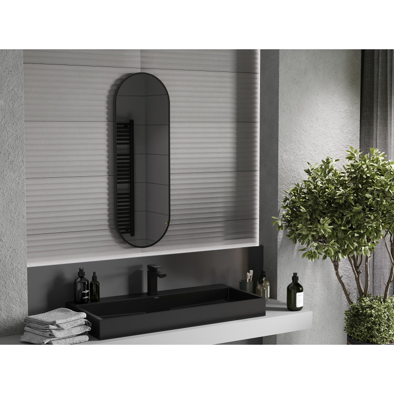 Mexen Loft lustro łazienkowe owalne 100 x 35 cm, rama czarna - 9851-100-035-000-70