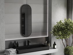 Mexen Loft lustro łazienkowe owalne 100 x 35 cm, rama czarna - 9851-100-035-000-70