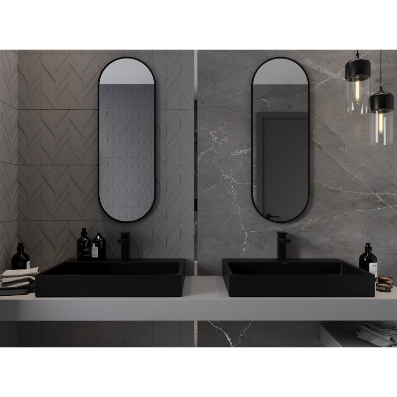 Mexen Loft lustro łazienkowe owalne 100 x 35 cm, rama czarna - 9851-100-035-000-70