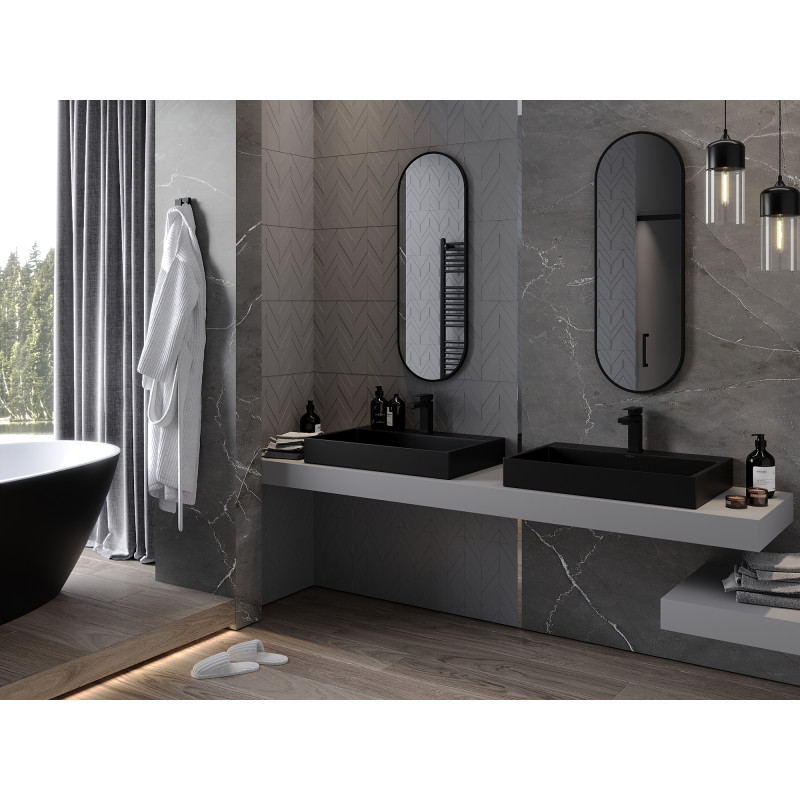 Mexen Loft lustro łazienkowe owalne 100 x 35 cm, rama czarna - 9851-100-035-000-70