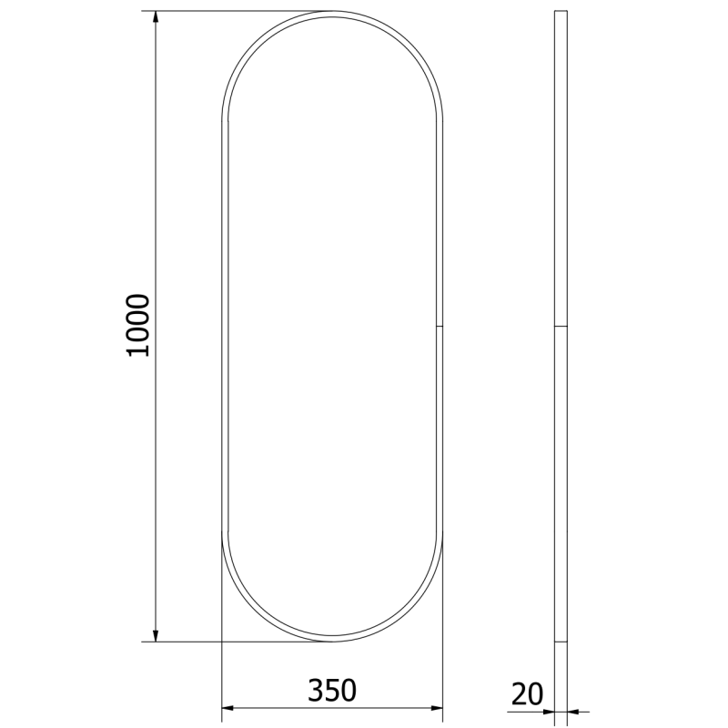 Mexen Loft lustro łazienkowe owalne 100 x 35 cm, rama czarna - 9851-100-035-000-70