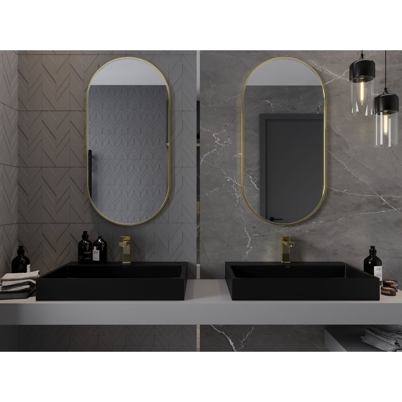 Mexen Loft lustro łazienkowe owalne 100 x 50 cm, rama złota - 9851-100-050-000-50