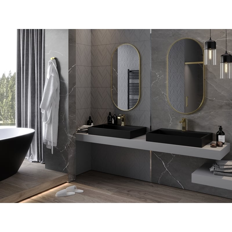 Mexen Loft lustro łazienkowe owalne 100 x 50 cm, rama złota - 9851-100-050-000-50