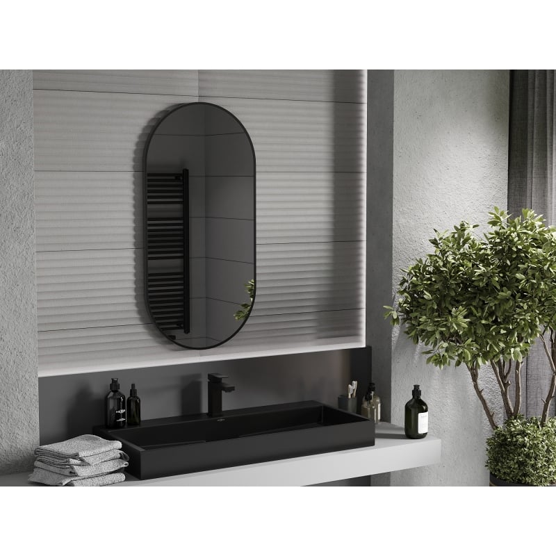Mexen Loft lustro łazienkowe owalne 100 x 50 cm, rama czarna - 9851-100-050-000-70