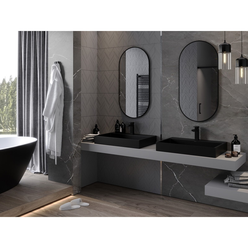 Mexen Loft lustro łazienkowe owalne 100 x 50 cm, rama czarna - 9851-100-050-000-70
