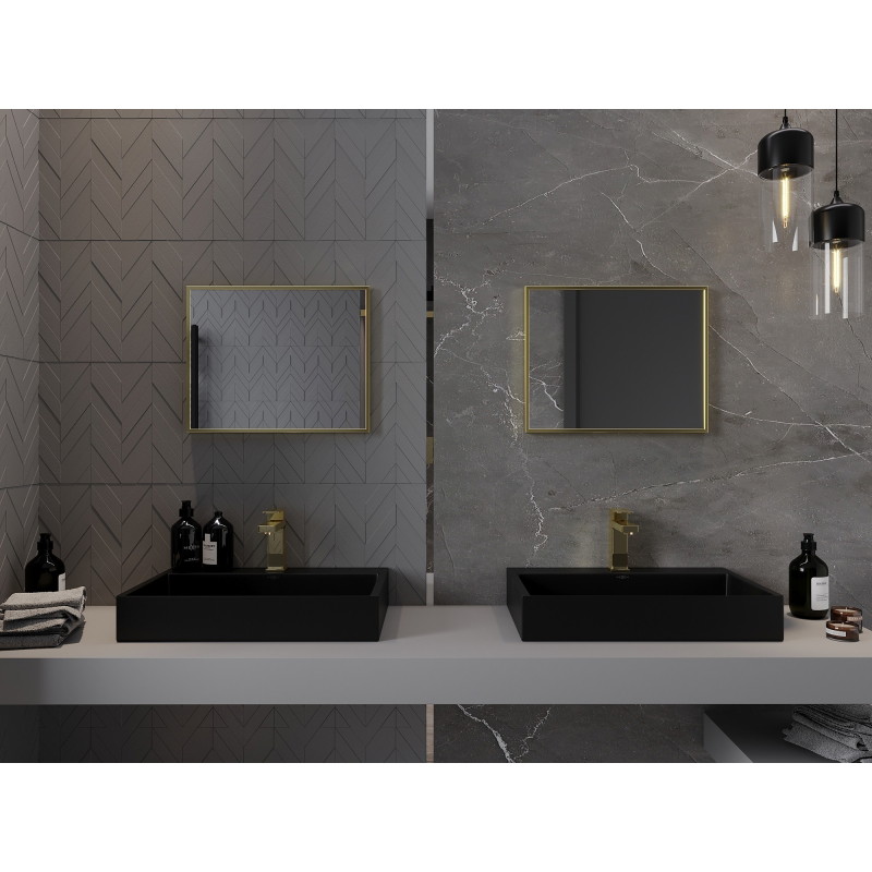 Mexen Loft lustro łazienkowe prostokątne 50 x 40 cm, rama złota - 9852-050-040-000-50
