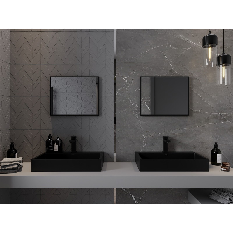 Mexen Loft lustro łazienkowe prostokątne 50 x 40 cm, rama czarna - 9852-050-040-000-70