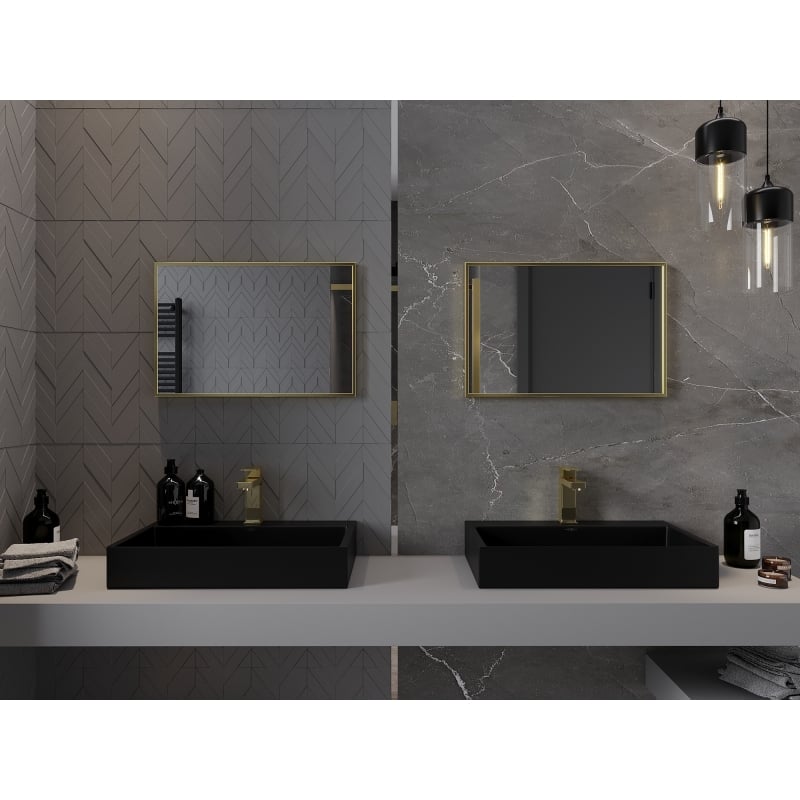 Mexen Loft lustro łazienkowe prostokątne 60 x 40 cm, rama złota szczotkowana - 9852-060-040-000-50