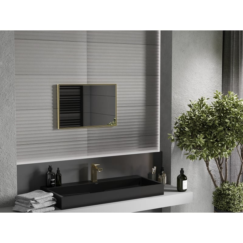 Mexen Loft lustro łazienkowe prostokątne 60 x 40 cm, rama złota - 9852-060-040-000-50