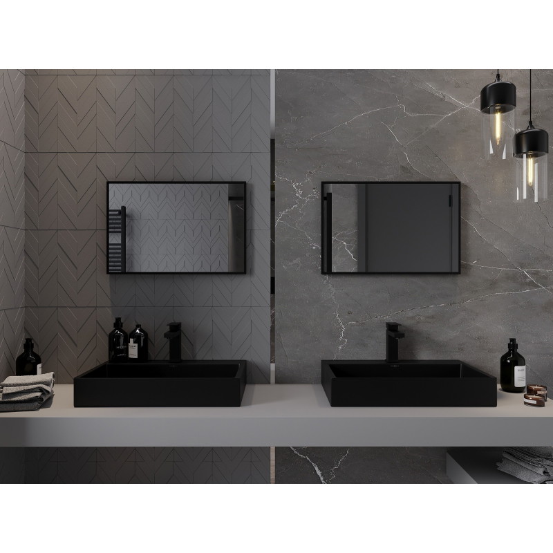 Mexen Loft lustro łazienkowe prostokątne 60 x 40 cm, rama czarna - 9852-060-040-000-70