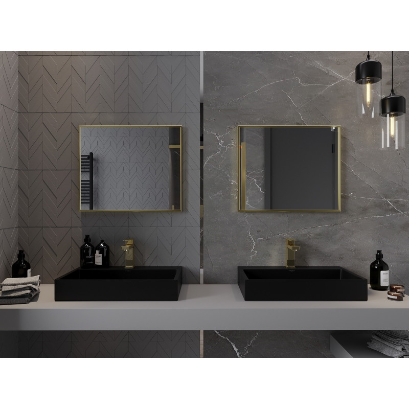 Mexen Loft lustro łazienkowe prostokątne 60 x 50 cm, rama złota - 9852-060-050-000-50