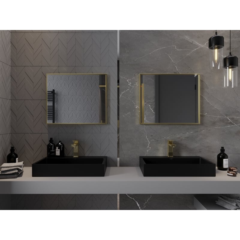 Mexen Loft lustro łazienkowe prostokątne 60 x 50 cm, rama złota szczotkowana - 9852-060-050-000-50