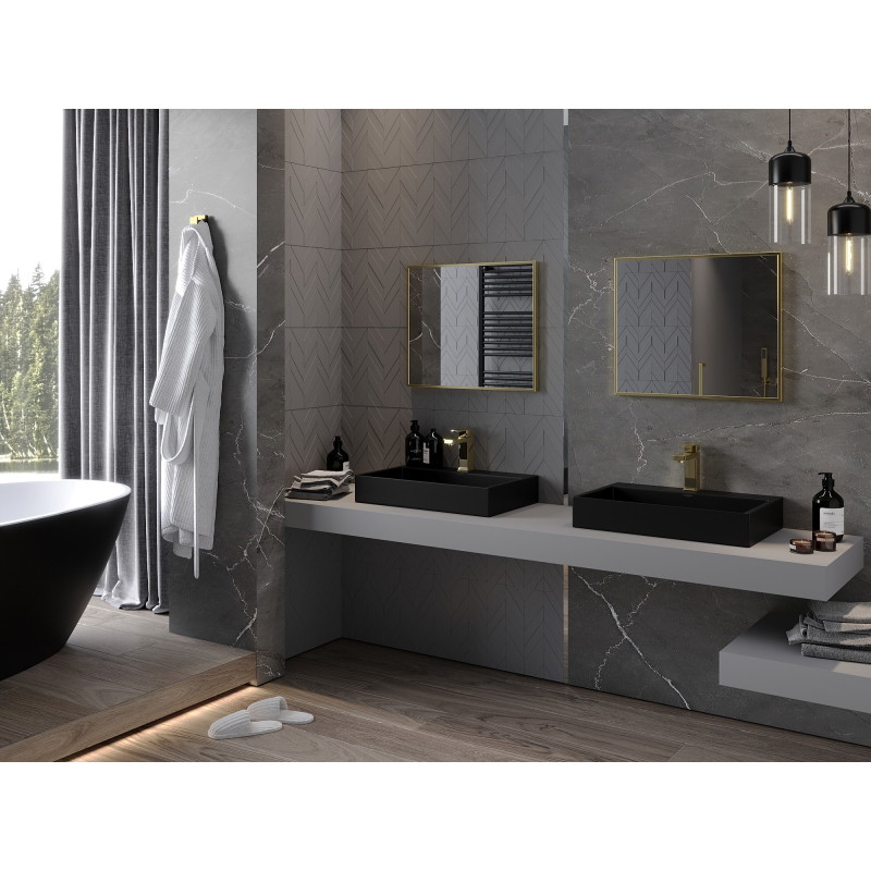 Mexen Loft lustro łazienkowe prostokątne 60 x 50 cm, rama złota - 9852-060-050-000-50