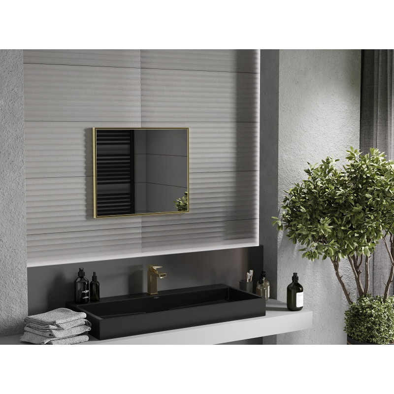 Mexen Loft lustro łazienkowe prostokątne 60 x 50 cm, rama złota - 9852-060-050-000-50