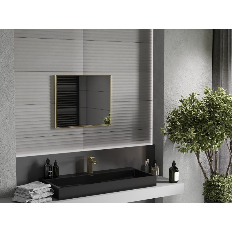 Mexen Loft lustro łazienkowe prostokątne 60 x 50 cm, rama złota szczotkowana - 9852-060-050-000-50
