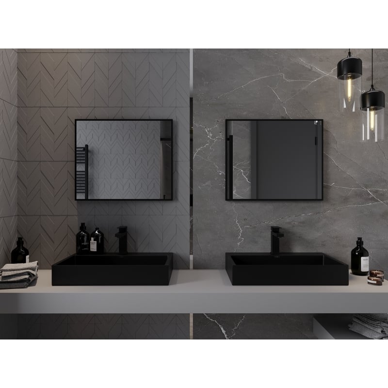 Mexen Loft lustro łazienkowe prostokątne 60 x 50 cm, rama czarna - 9852-060-050-000-70