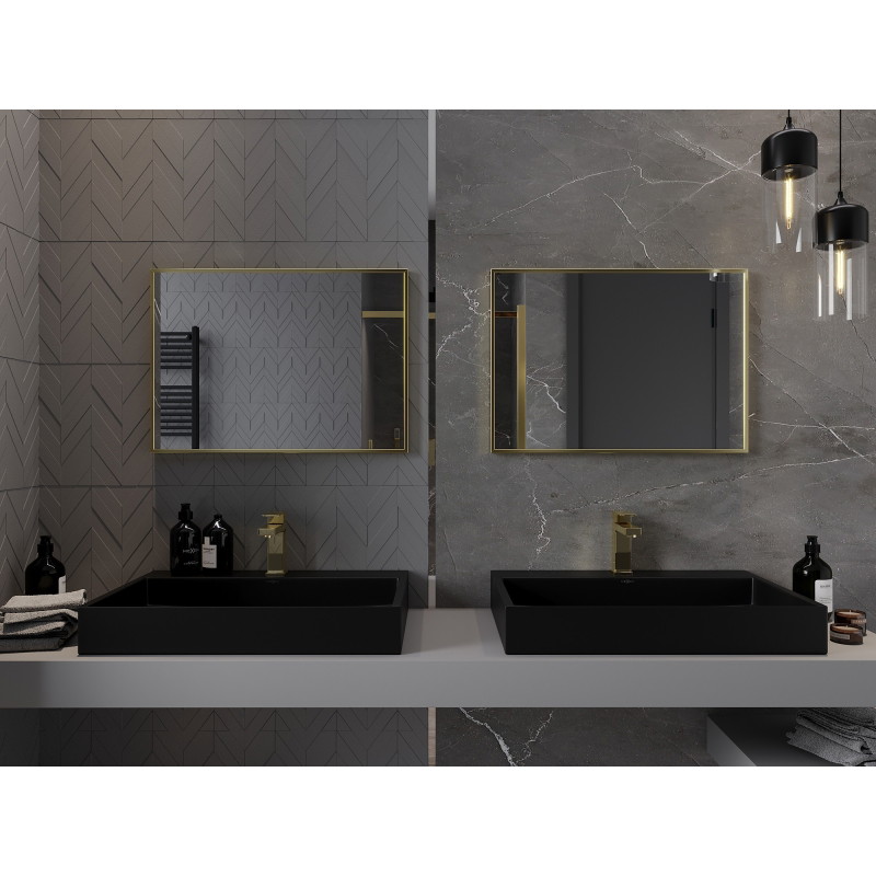 Mexen Loft lustro łazienkowe prostokątne 70 x 50 cm, rama złota - 9852-070-050-000-50
