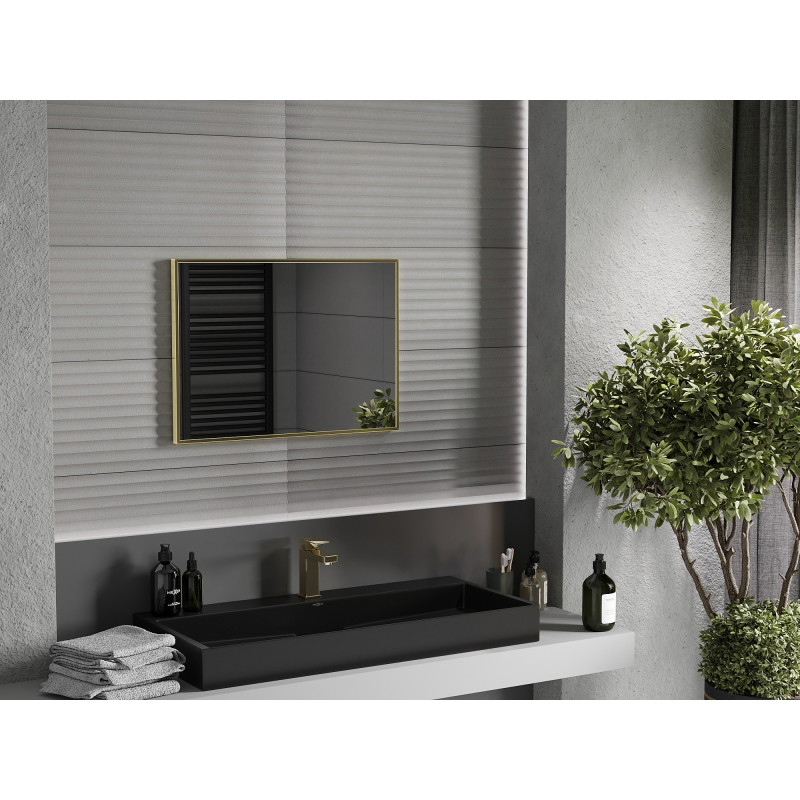 Mexen Loft lustro łazienkowe prostokątne 70 x 50 cm, rama złota - 9852-070-050-000-50